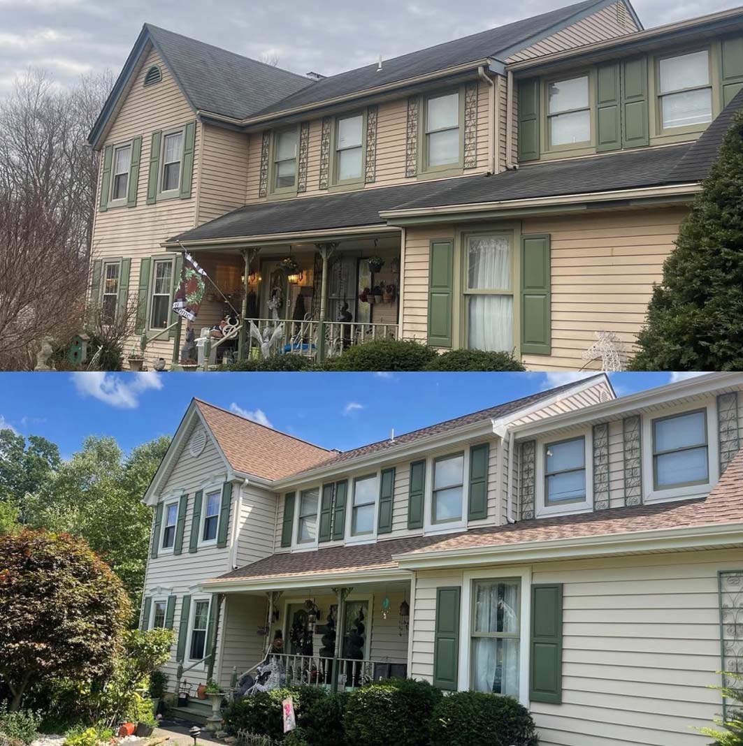 Before After stacked images of a home