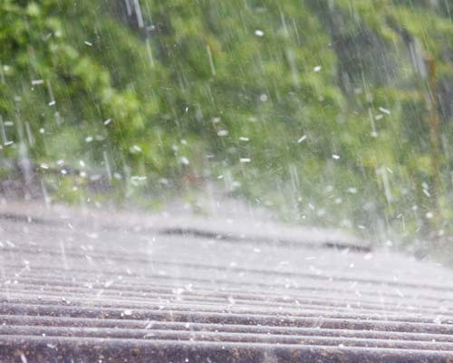 Hailing on a roof